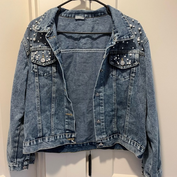Pretty Robes Wifey Pearl Denim Jacket - Picture 3 of 3